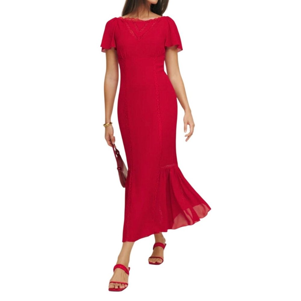Reformation Domini Dress In Lipstick Size 8